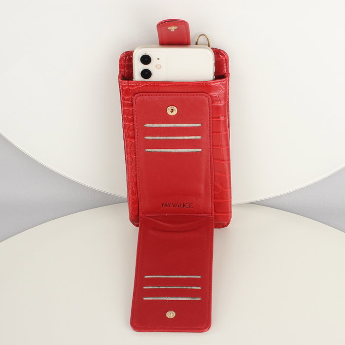 Zoozie Bags Bolso Cruzado de Piel Rojo con Compartimento para Teléfono